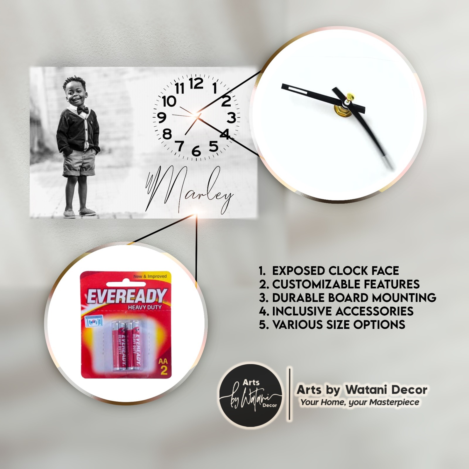 Portrait Themed Mounted Wall Clocks